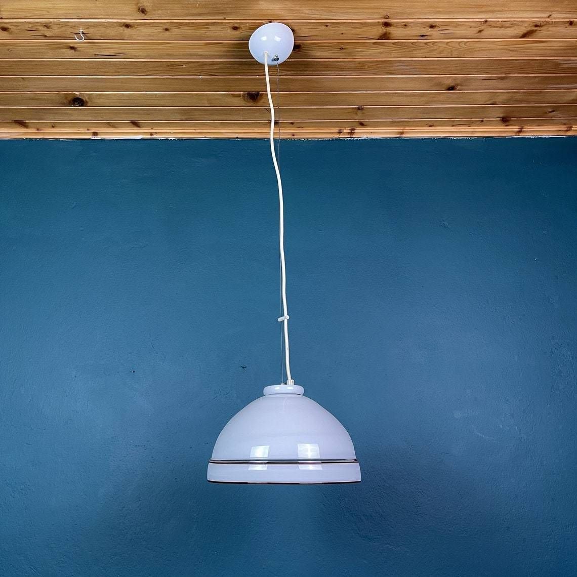 photo for sale Murano Glass Pendant Lamp Italy 70s Mid Century Lighting Home Decor White Space Age