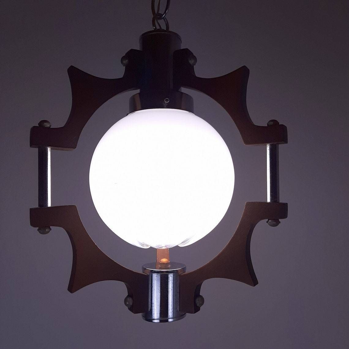 Mid Century Murano Glass Pendant Lamp Mazzega Italy 1970s Geometric Chandelier Retro Ceiling Lamp Space Age photo vintage
