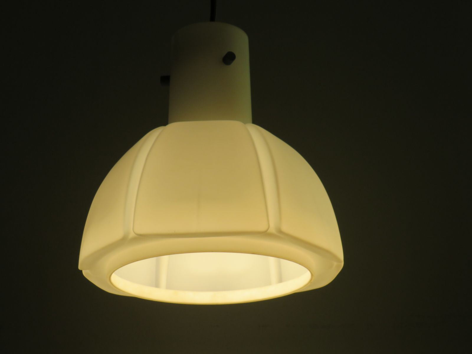 Pendant, White Opaline, Glashütte Limburg, Germany 1960s photo Lighting
