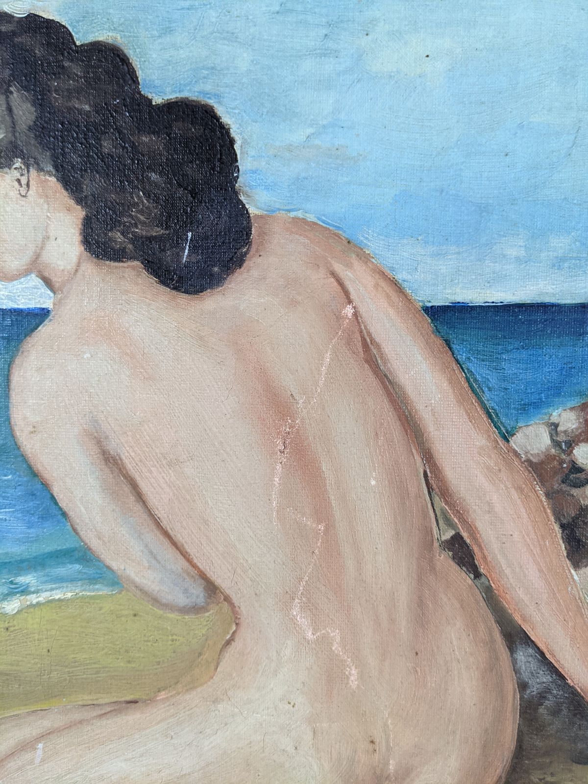 photo for sale A Charming Vintage French Oil On Canvas   Nude Life Portrait
