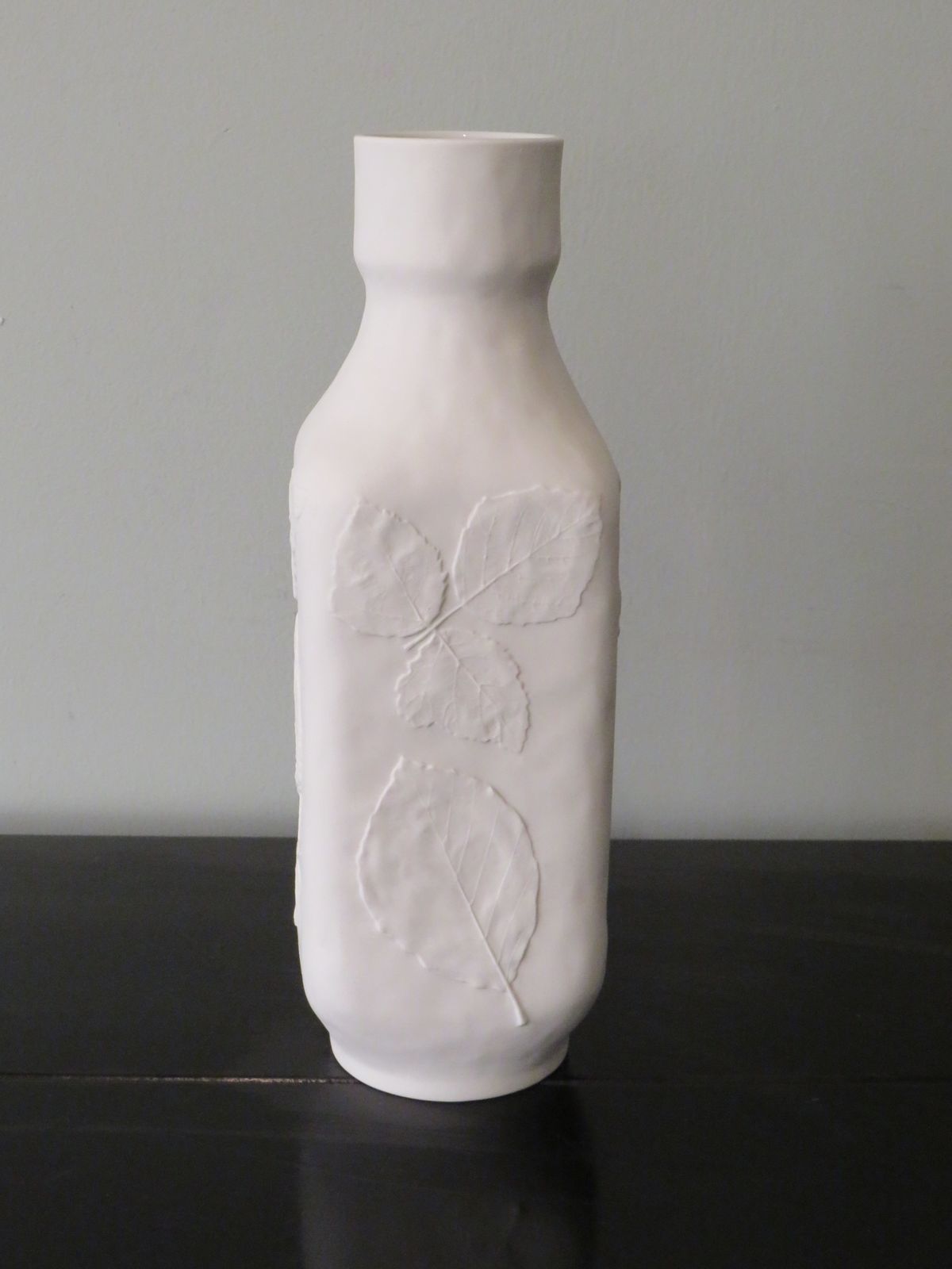 White Biscuit Vase With Floral Embossed Motif, Hutschenreuther, Germany 1970s photo Home Decor