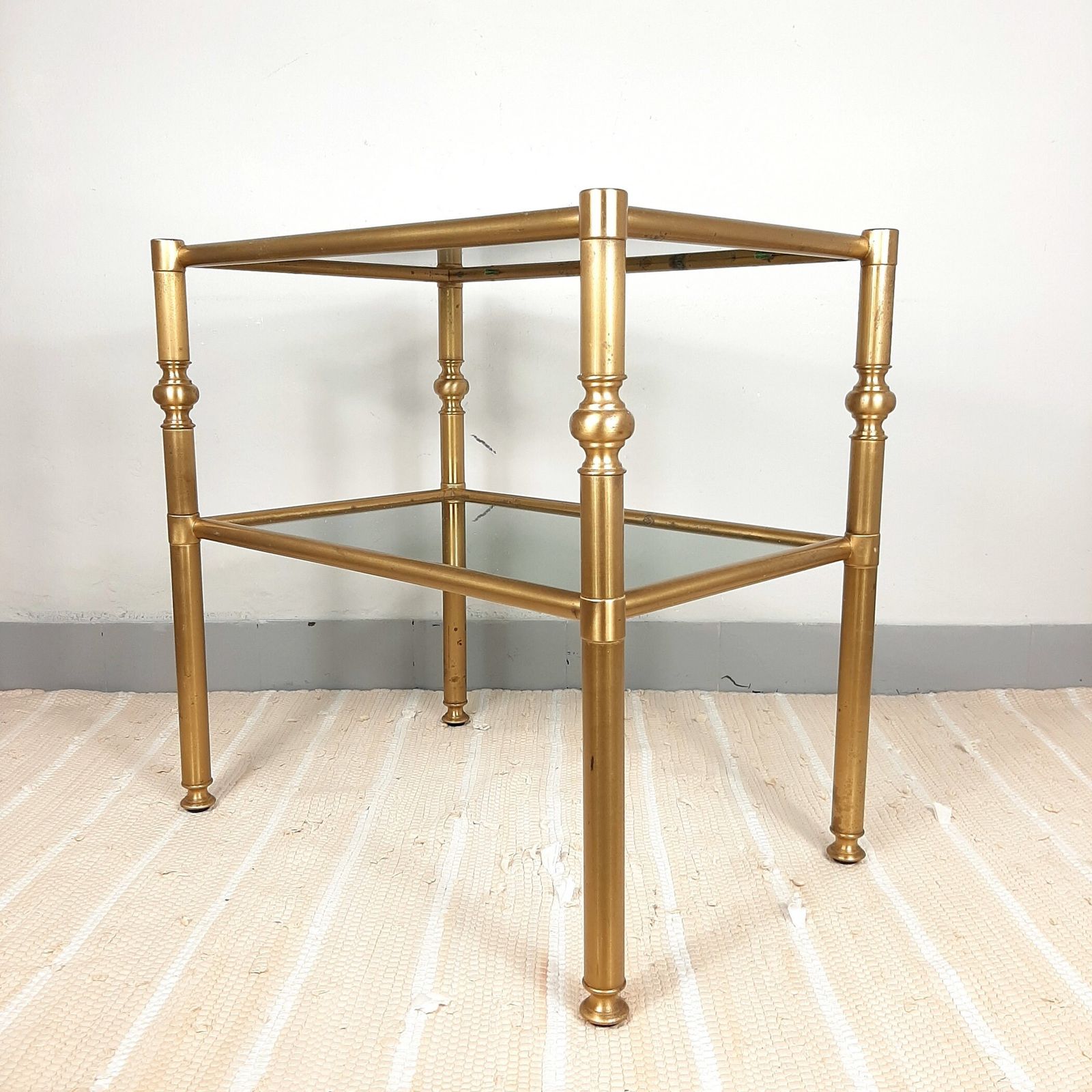 Vintage Coffee Table Italy '70s Retro Decor Mid Century Drink Table Retro Serving Table Art Deco Smoked Glass & Brass Table