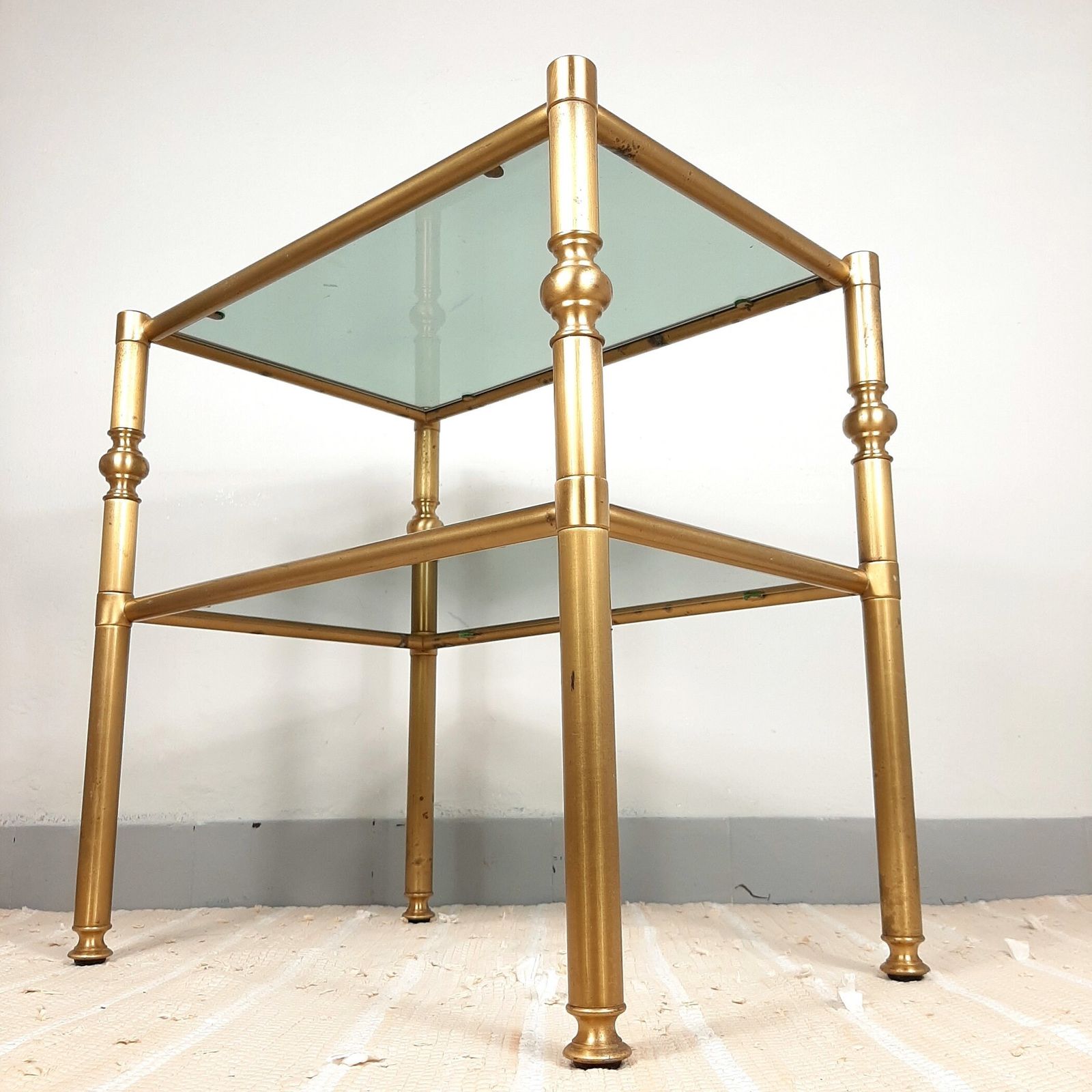 Vintage Coffee Table Italy '70s Retro Decor Mid Century Drink Table Retro Serving Table Art Deco Smoked Glass & Brass Table photo for sale