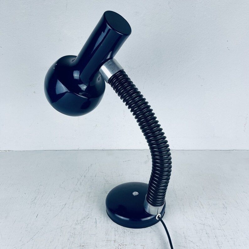 Mid Century Goose Blue Desk Lamp Italy 1970s Metal Retro Table Lamp photo vintage