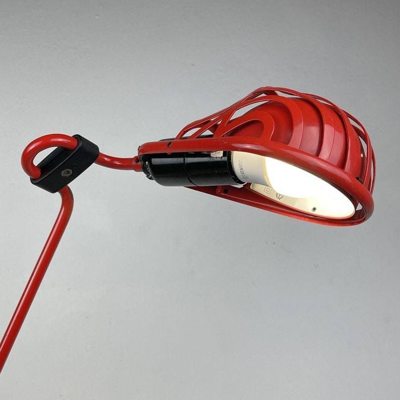 Mid Century Red Desk Lamp Igloo By Tommaso Cimini For Lumina Italy 1980s