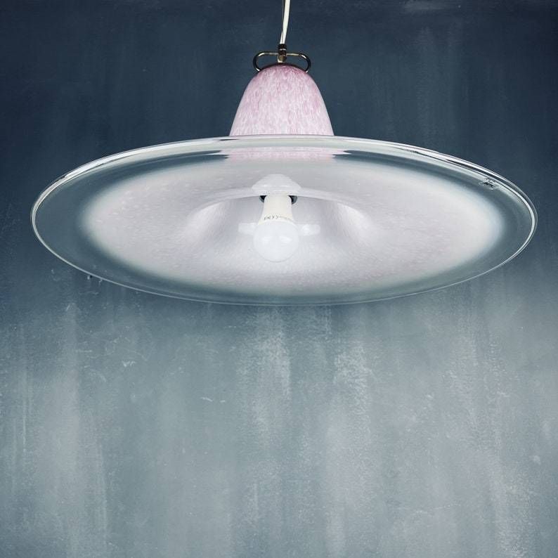photo furniture Mid Century Pink Murano Glass Pendant Lamp By Veluce Italy 1970s