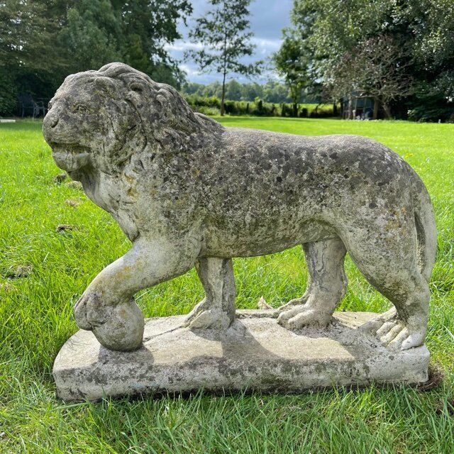 Pair Of English Large Cast Stone Medici Lions Circa 1910 photo Art
