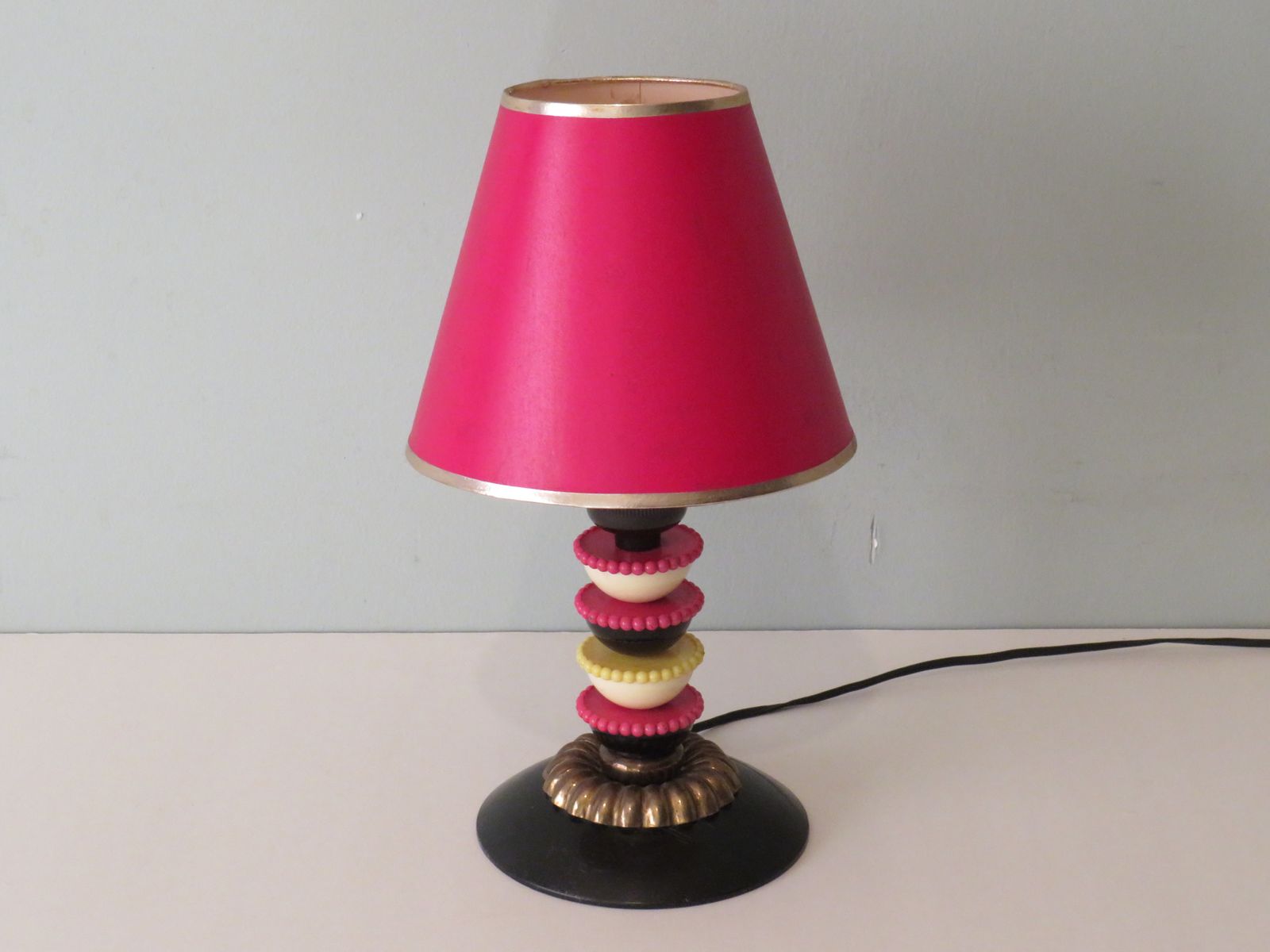 Small Table Lamp In Copper, Plastic And Bakelite, Early 20th Century, France. photo for sale