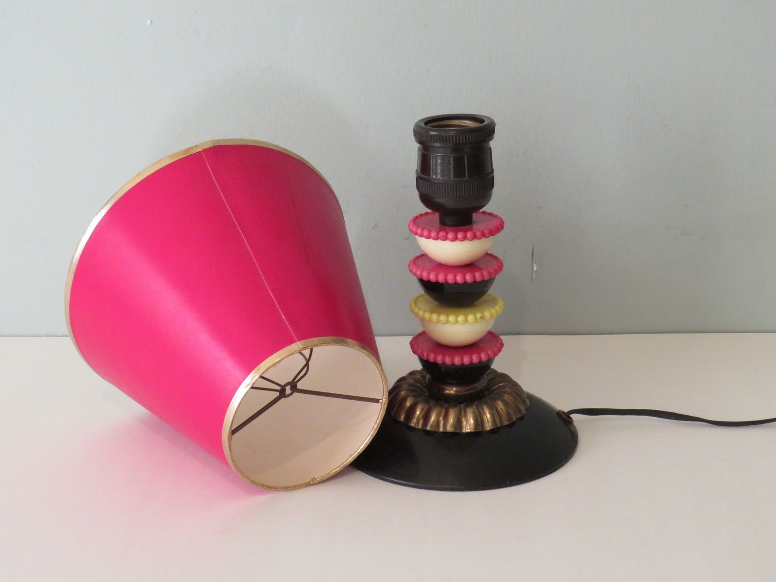 Small Table Lamp In Copper, Plastic And Bakelite, Early 20th Century, France. photo 230.0