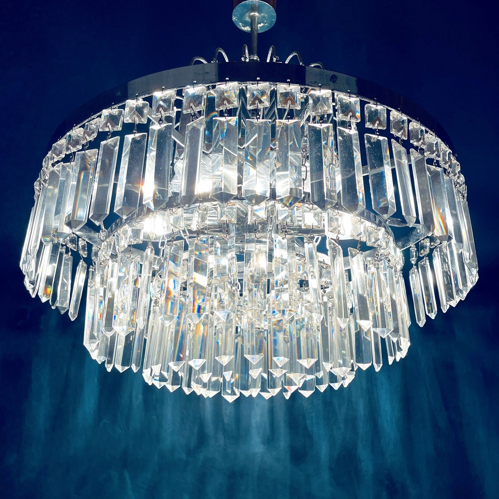 Vintage Large Crystal Chandelier Sijaj Hrastnik Yugoslavia 1970s Mcm Mid Century Lighting Retro Home Decor photo 790.0