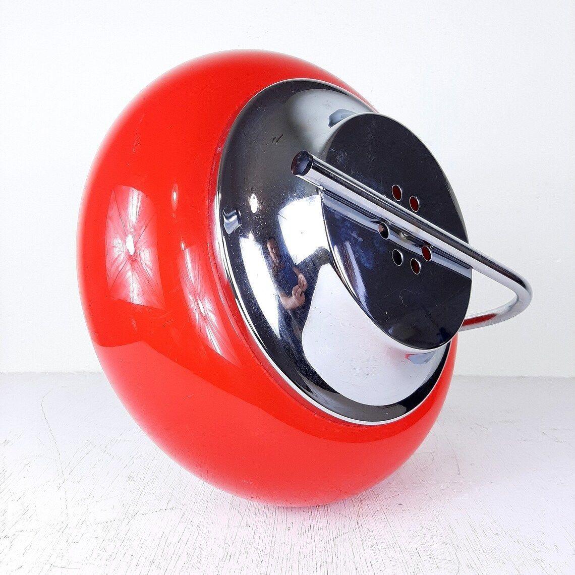Mid Century Wall Lamp Meblo Guzzini 1980s Red Glass Plastic Lamp Retro Italy Space Age Atomic Sconces photo for sale