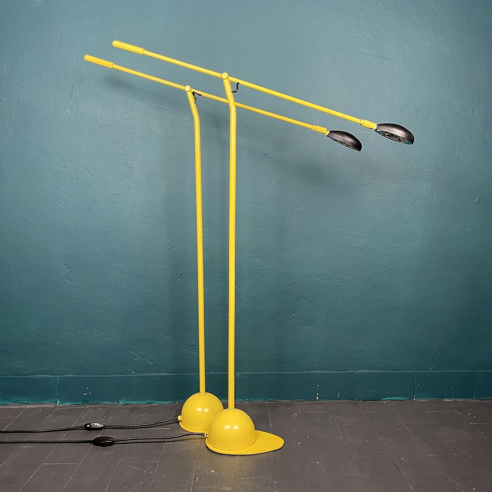 Pair Of Yellow Floor Lamps Yugoslavia 1960s Industrial Mid Century Lighting Space Age photo Lighting
