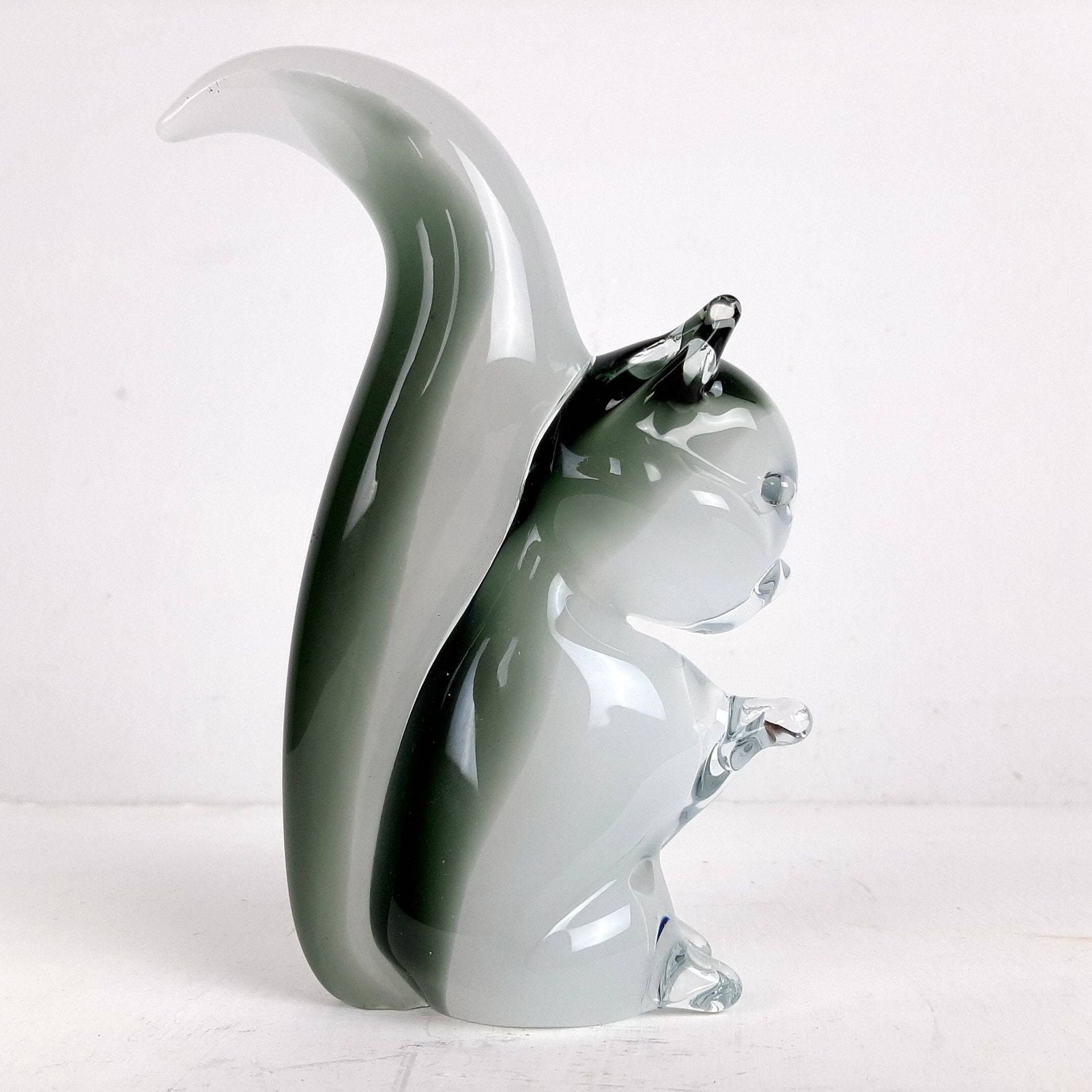 Murano Smokey Glass Sculpture Squirrel V. Nasson Italy 1970s Magic Art Glass Sculpture photo Art
