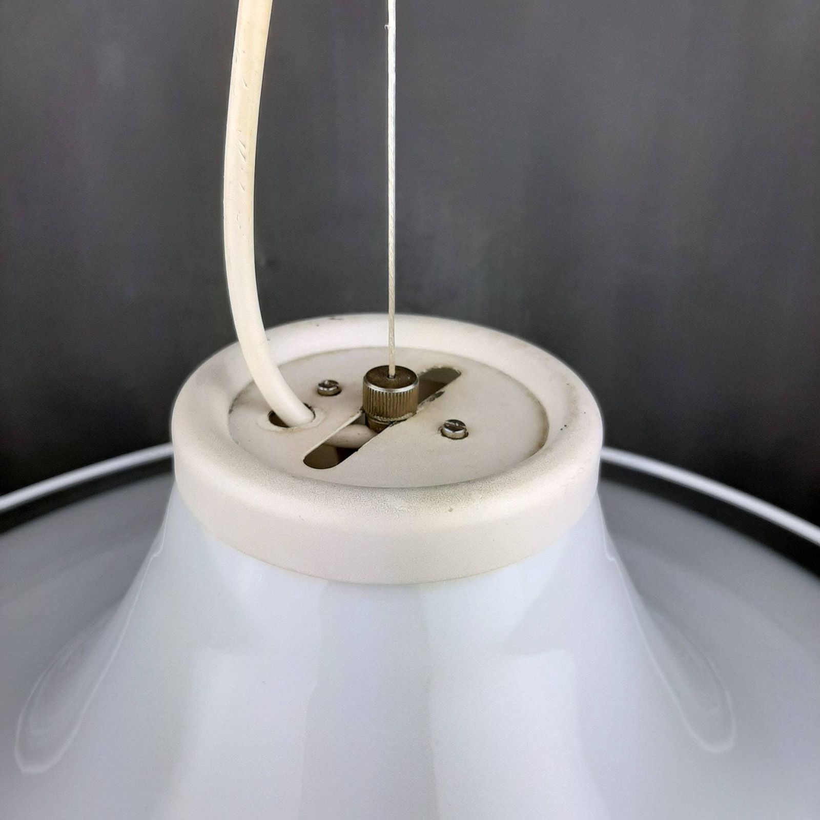 Murano Glass White Pendant Lamp Italy 1970s Mid Century Lighting Xl Ceiling Lamp photo vinterior