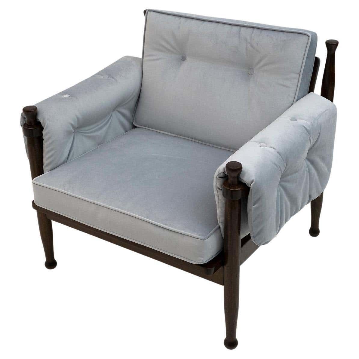 Eric Merthen Style Scandinavian Modern Sweden Velvet Armchair, 1960s