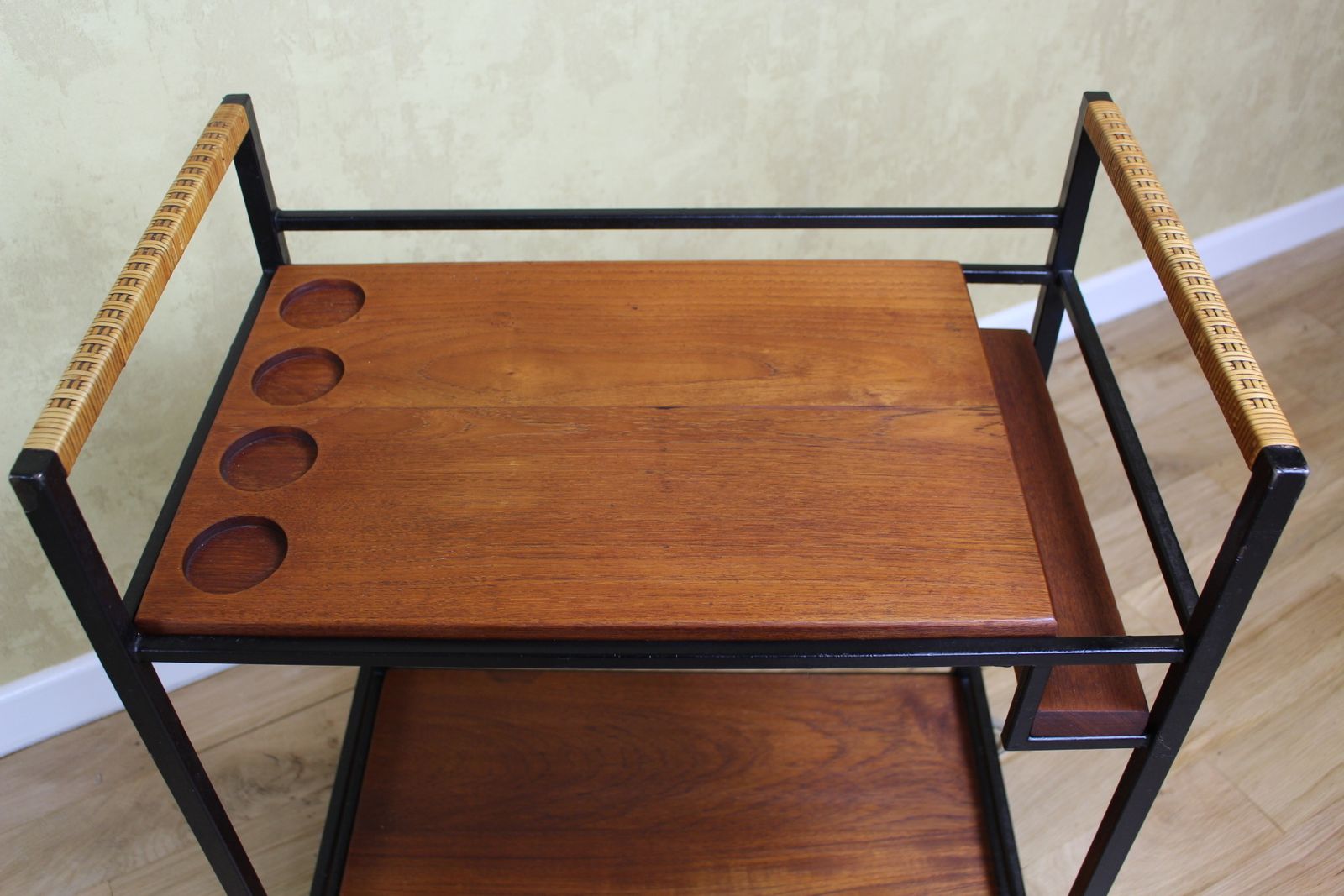 Stylish British Teak And Metal Cocktail Trolley From The Early 1960’s