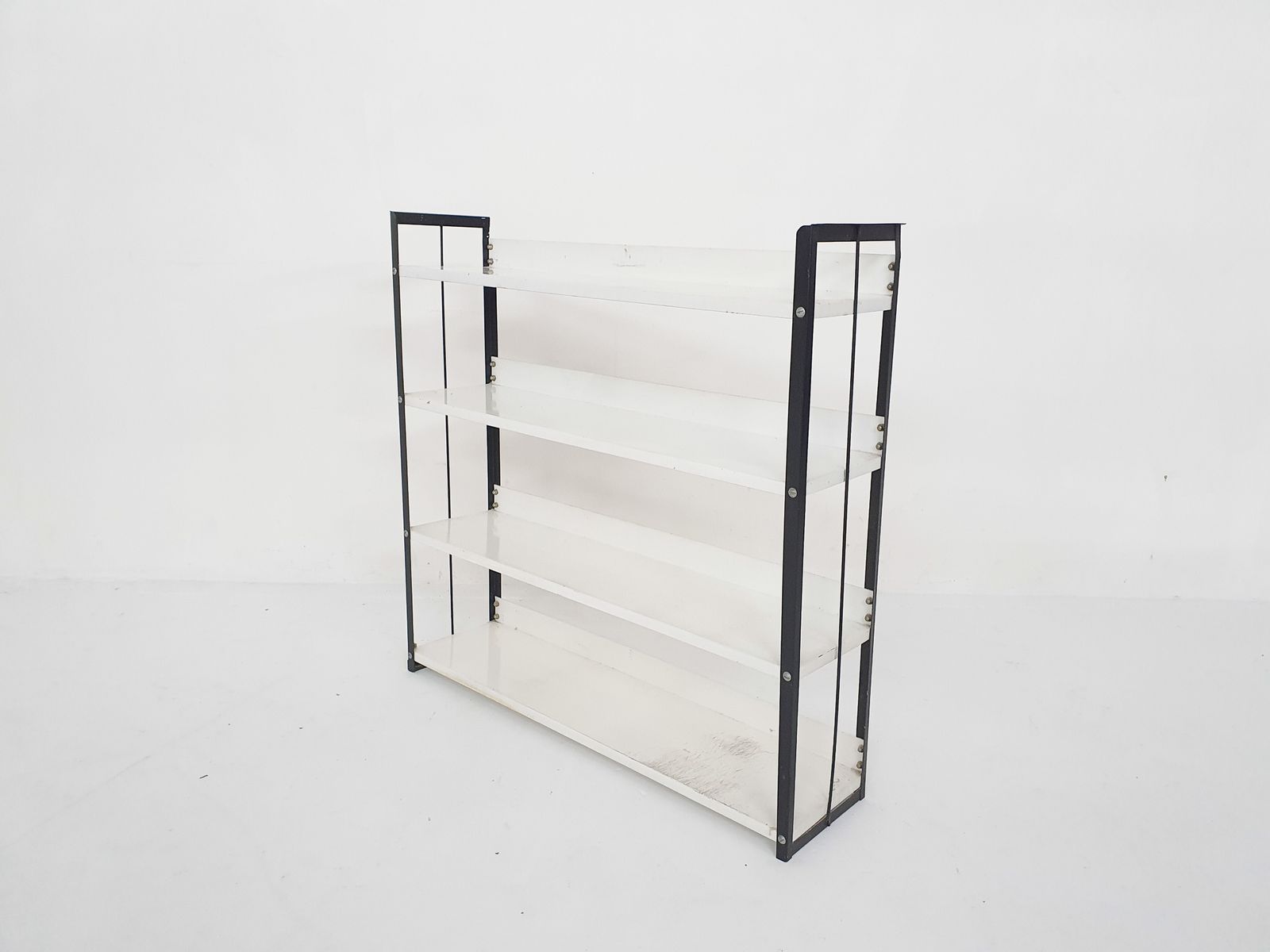 Black And White Metal Book Shelves Attrb. To Tomado, Holland, 1950's photo furniture
