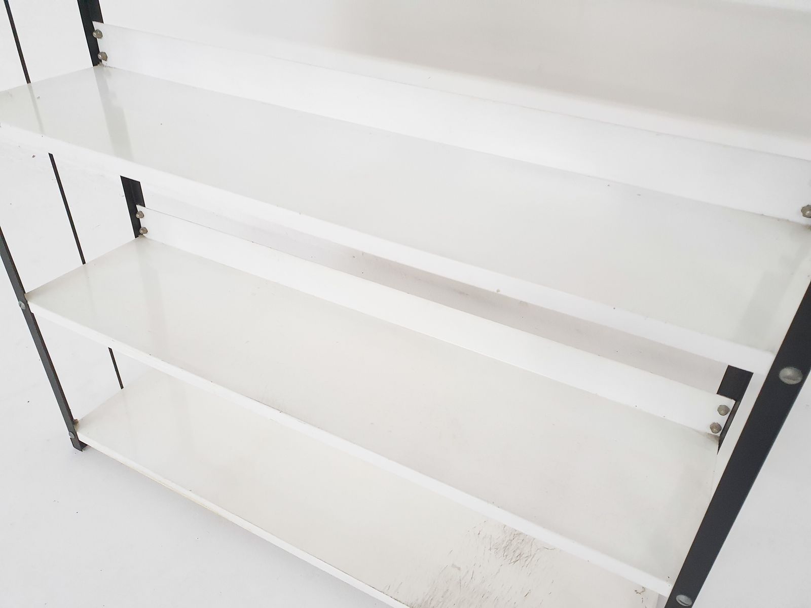 Black And White Metal Book Shelves Attrb. To Tomado, Holland, 1950's photo vinterior