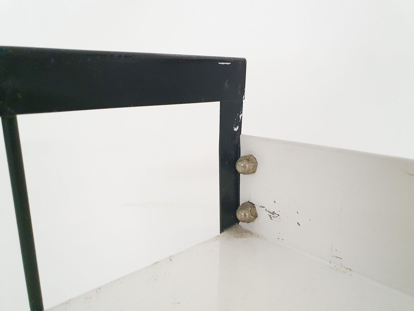 567.84 Black And White Metal Book Shelves Attrb. To Tomado, Holland, 1950's photo