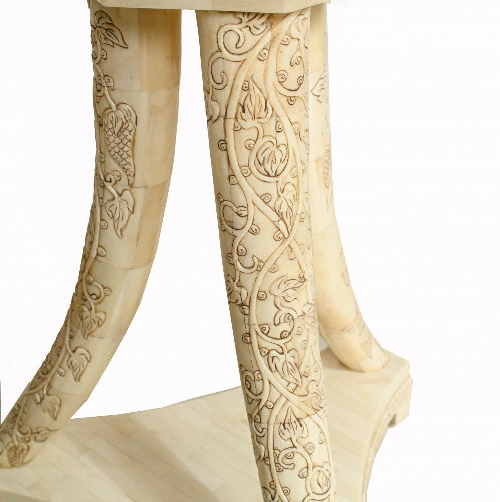Pair Hand Carved Side Tables Indian Occasional Furniture photo buy