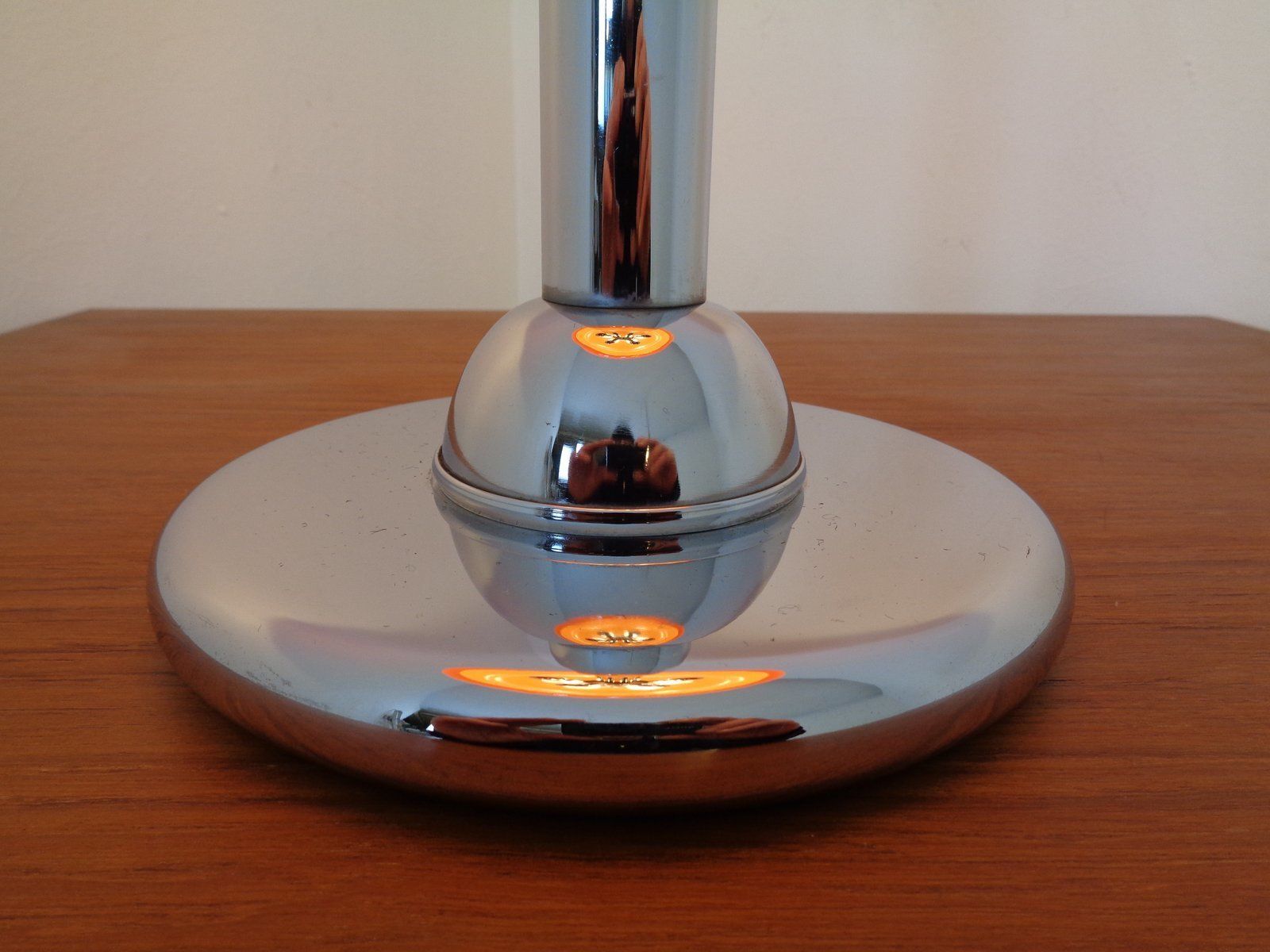 photo for sale Italian Orange Plastic & Chrome Table Lamp, 1960s