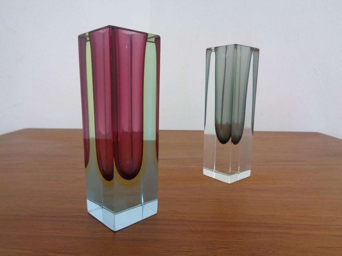 Italian Murano Glass Sommerso Vases From Murano, 1960s, Set Of 2 photo Home Decor
