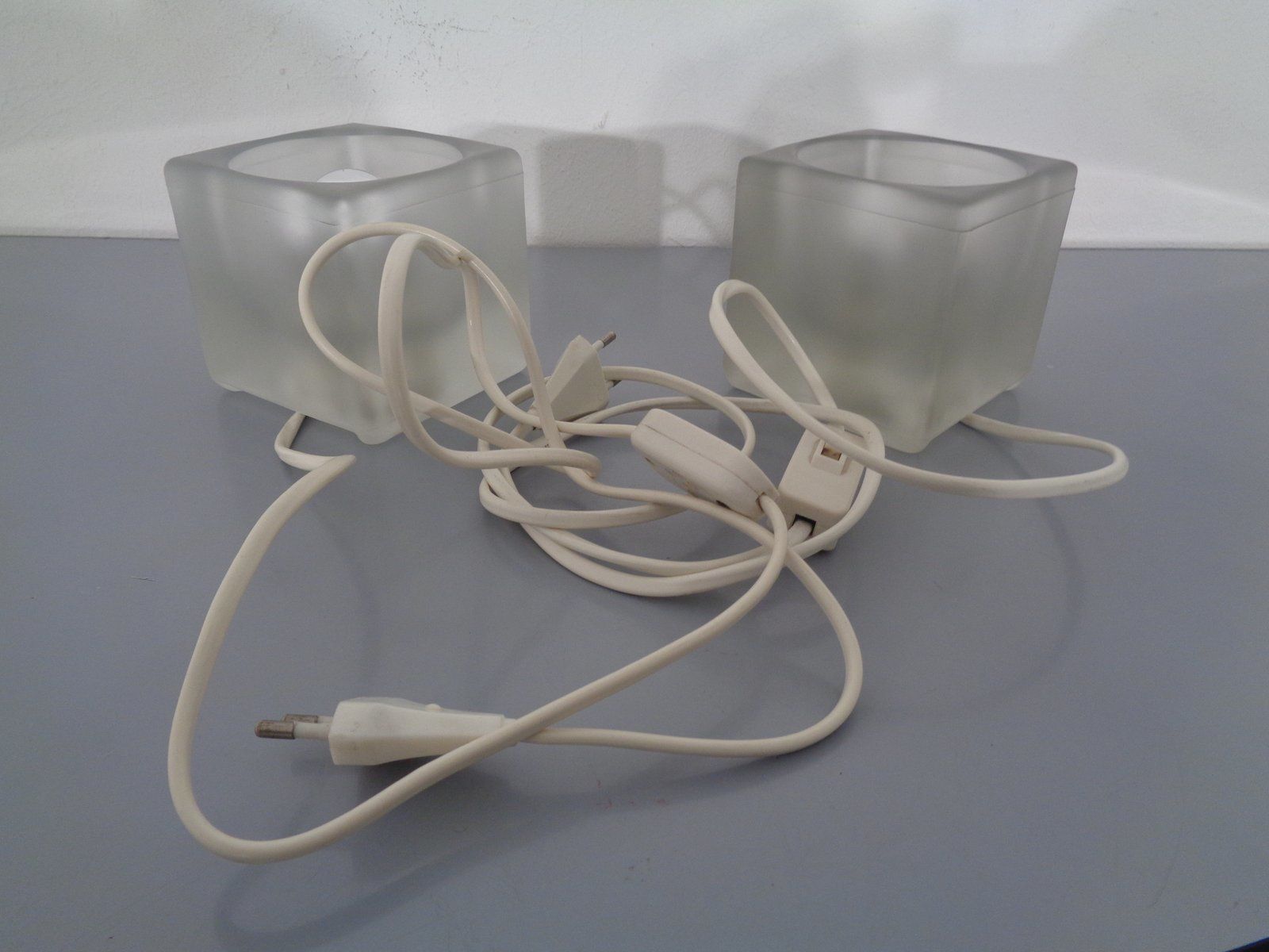 Glass Cube Lamps From Peill & Putzler, 1970s, Set Of 2 photo vintage