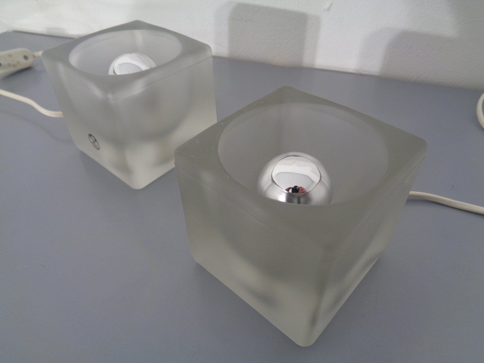 photo furniture Glass Cube Lamps From Peill & Putzler, 1970s, Set Of 2