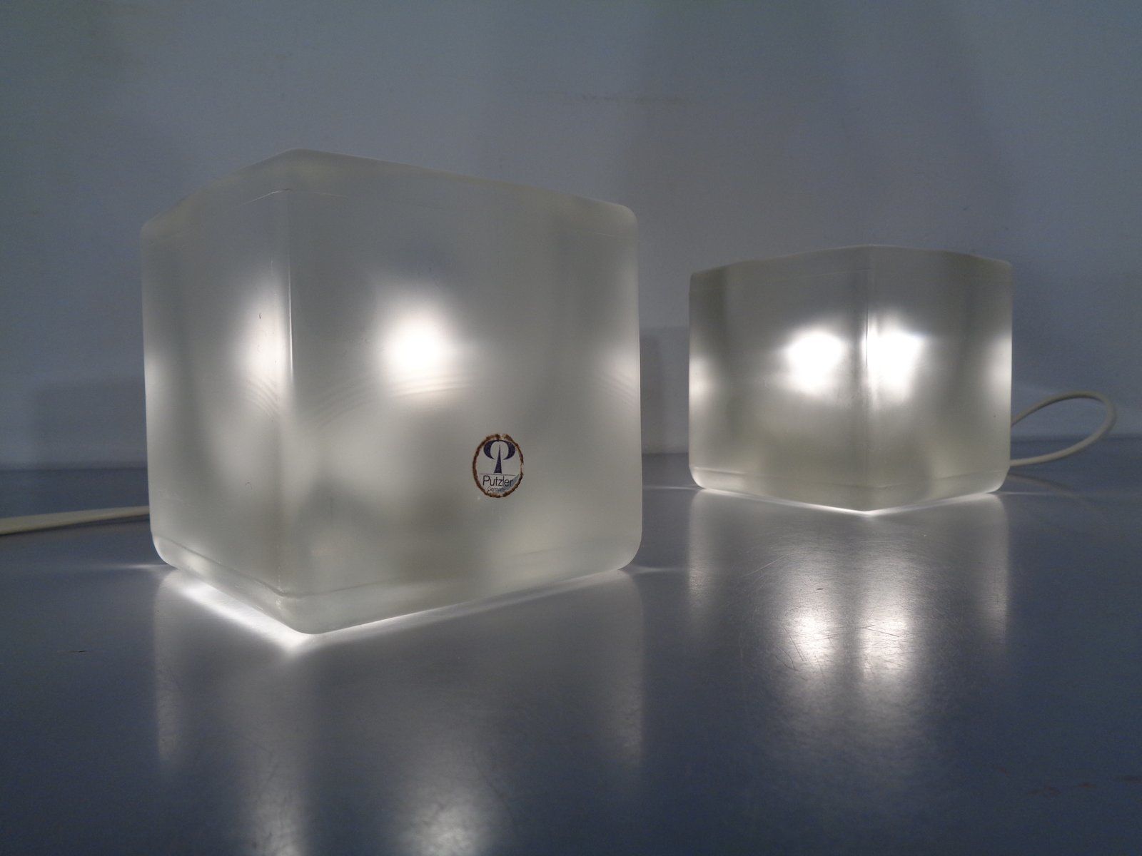 337.0 Glass Cube Lamps From Peill & Putzler, 1970s, Set Of 2 photo
