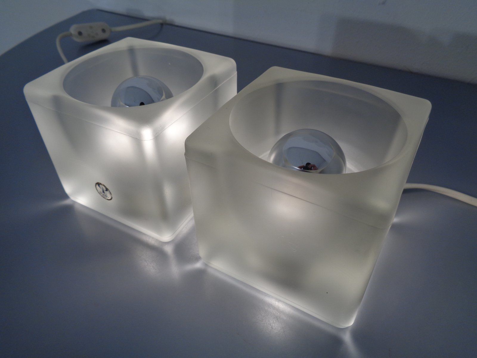 photo buy Glass Cube Lamps From Peill & Putzler, 1970s, Set Of 2