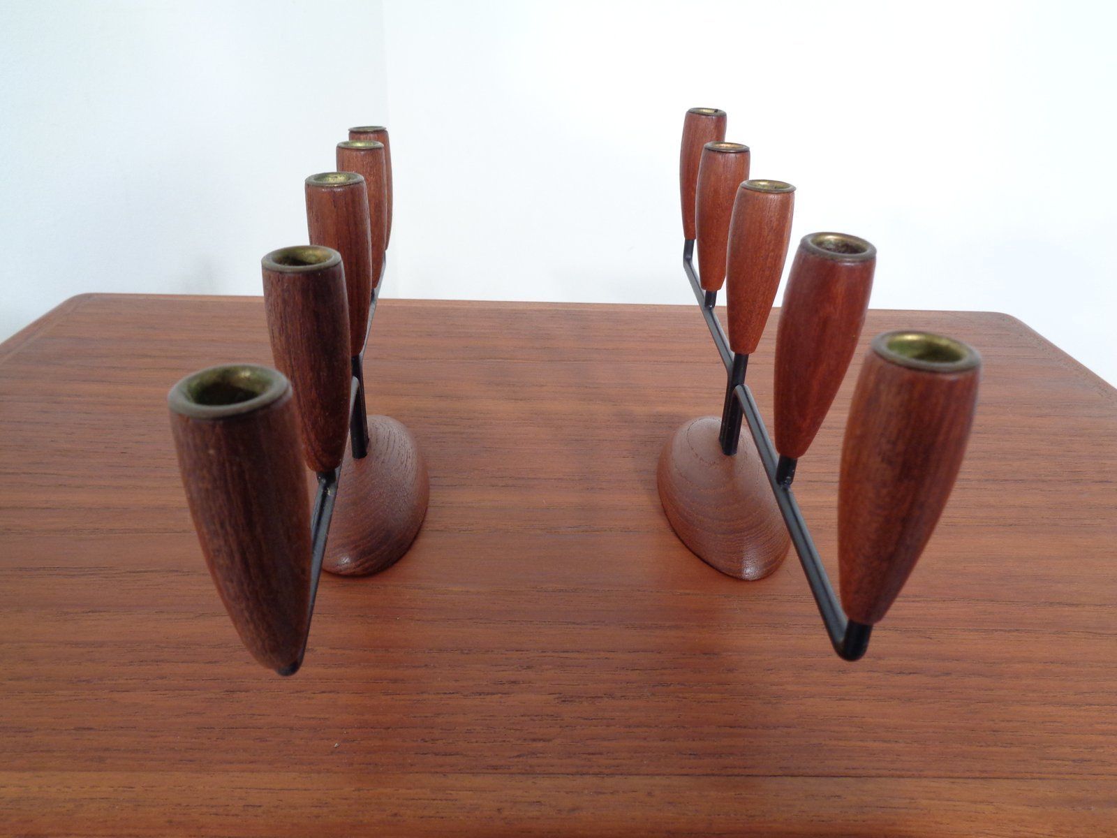 152.0 Danish Filigree Teak Candleholders, 1960s, Set Of 2 photo