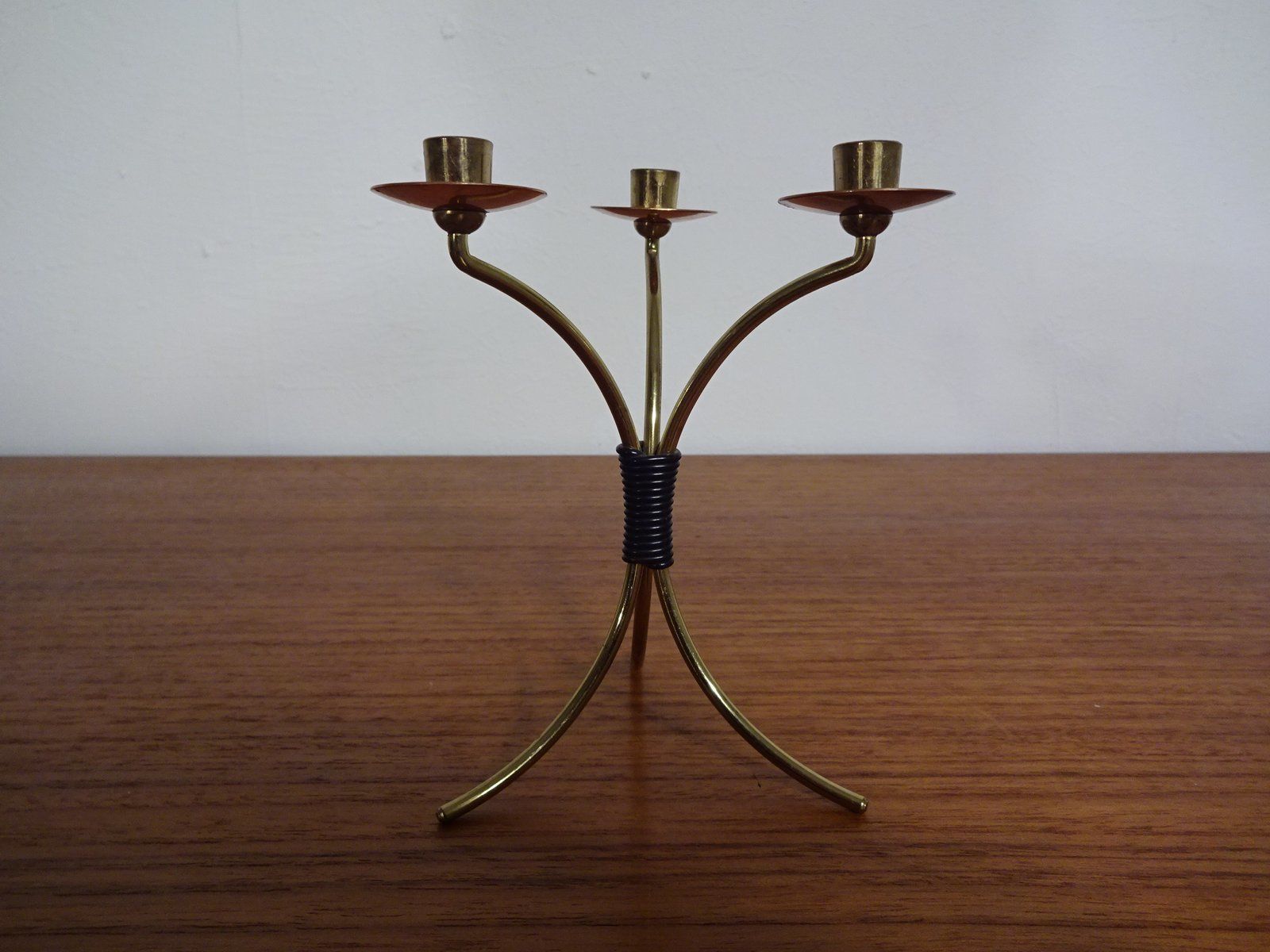 photo vinterior German Filigree Brass And Copper Candleholders 1960s Set Of 3