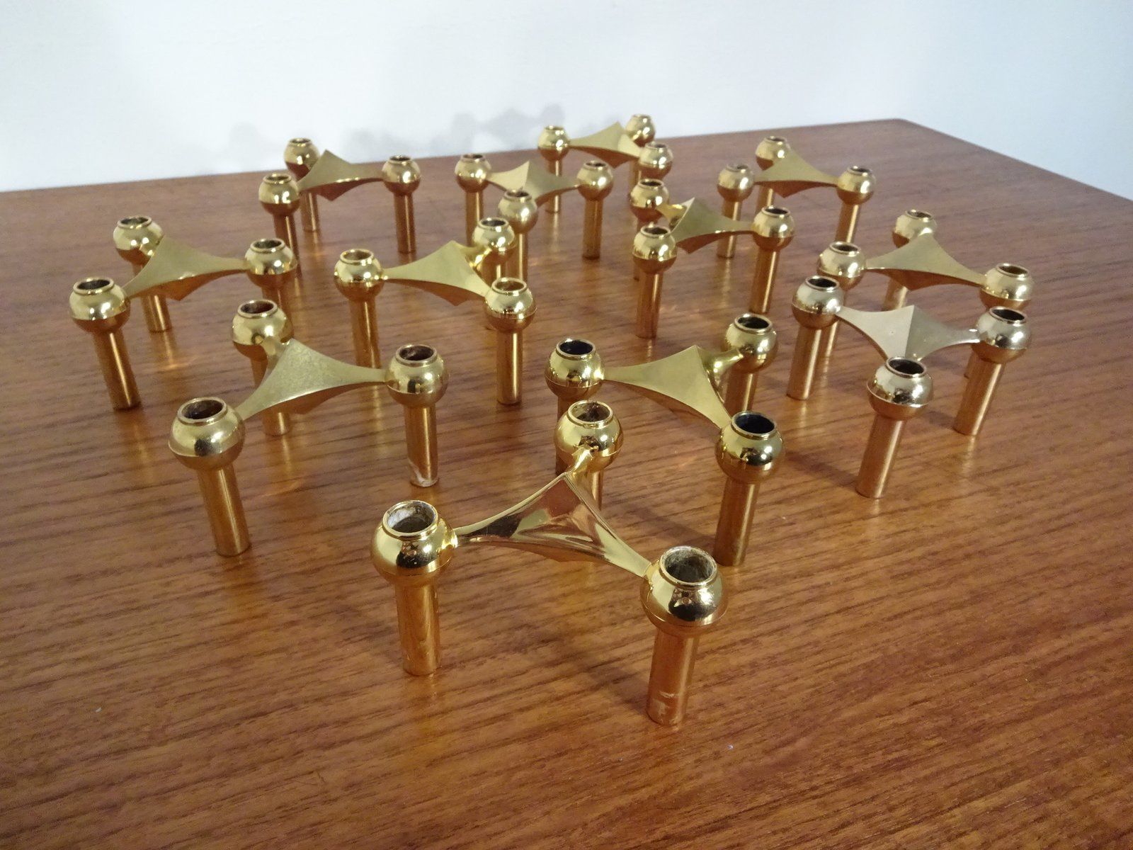 Gold Plated Candleholders By Ceasar Stoffi & Fritz Nagel For Bmf 1960s Set Of 12 photo vinterior
