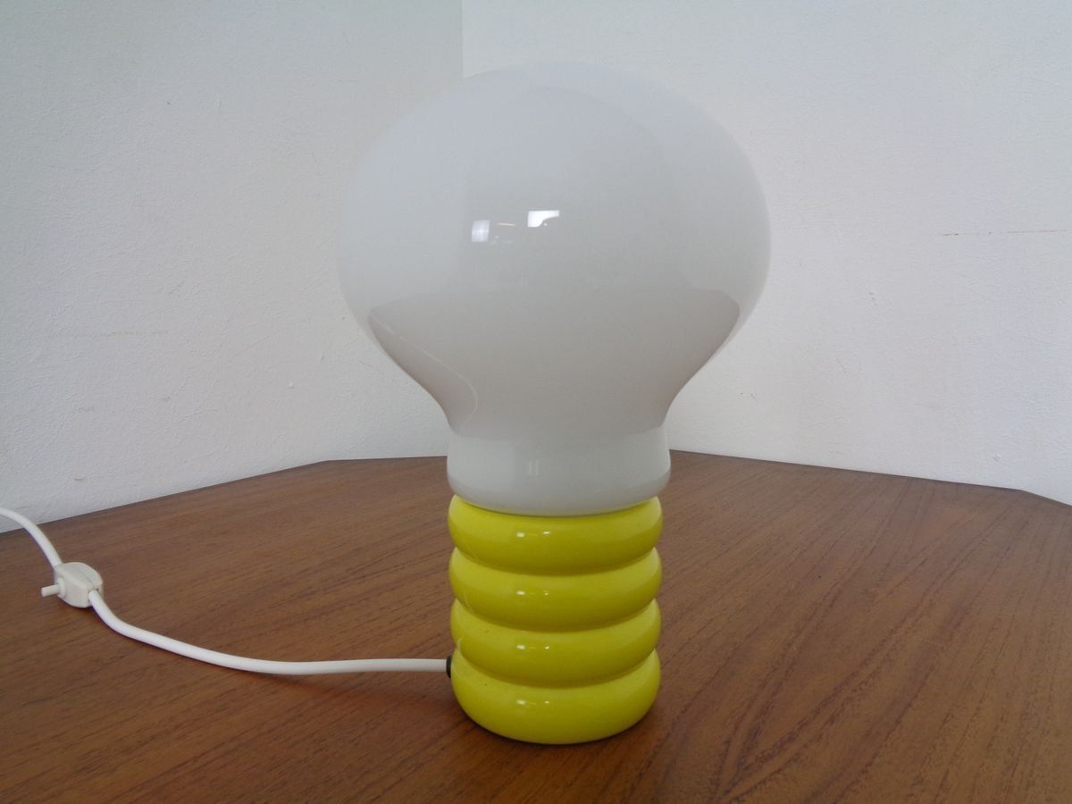 German Yellow Opaline Glass Bulb Lamp By Ingo Maurer For M Design, 1960s photo furniture