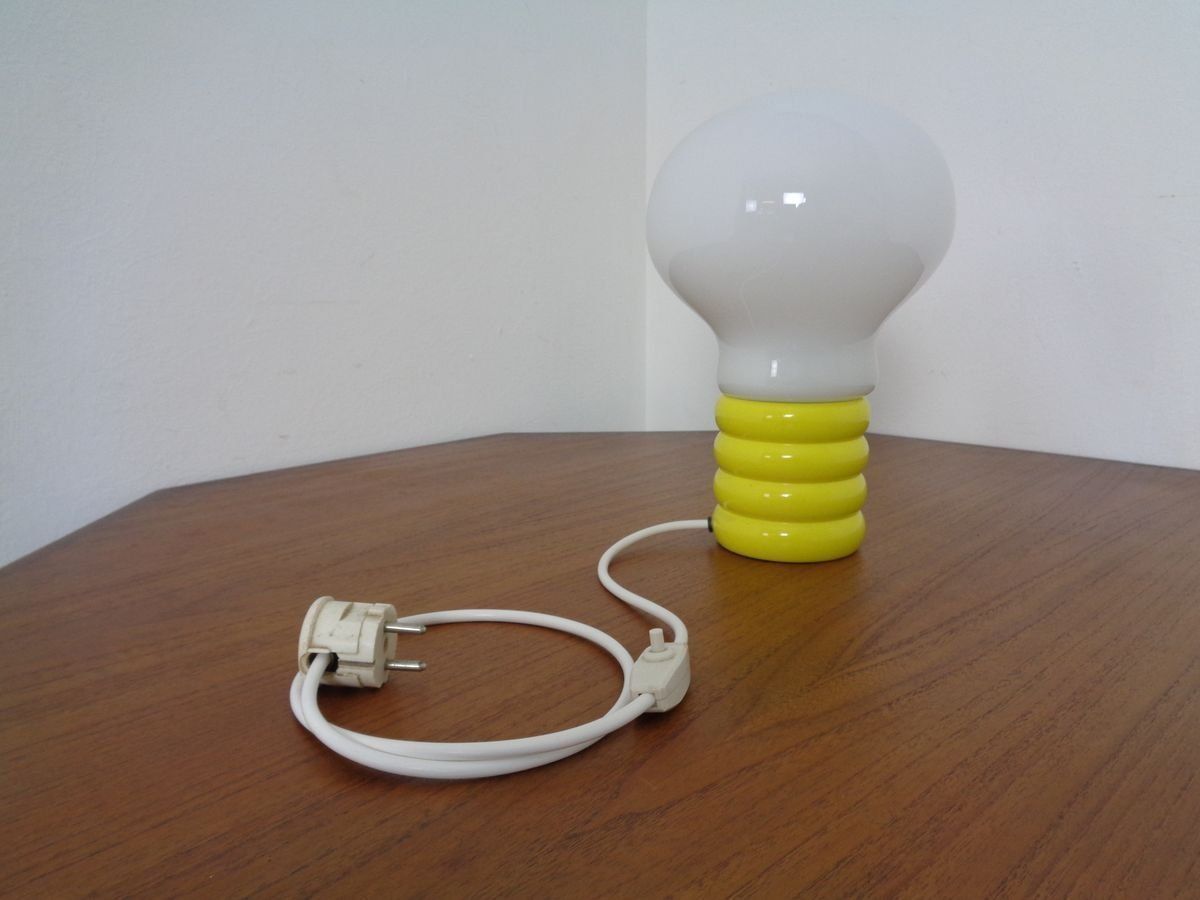Lighting German Yellow Opaline Glass Bulb Lamp By Ingo Maurer For M Design, 1960s photo