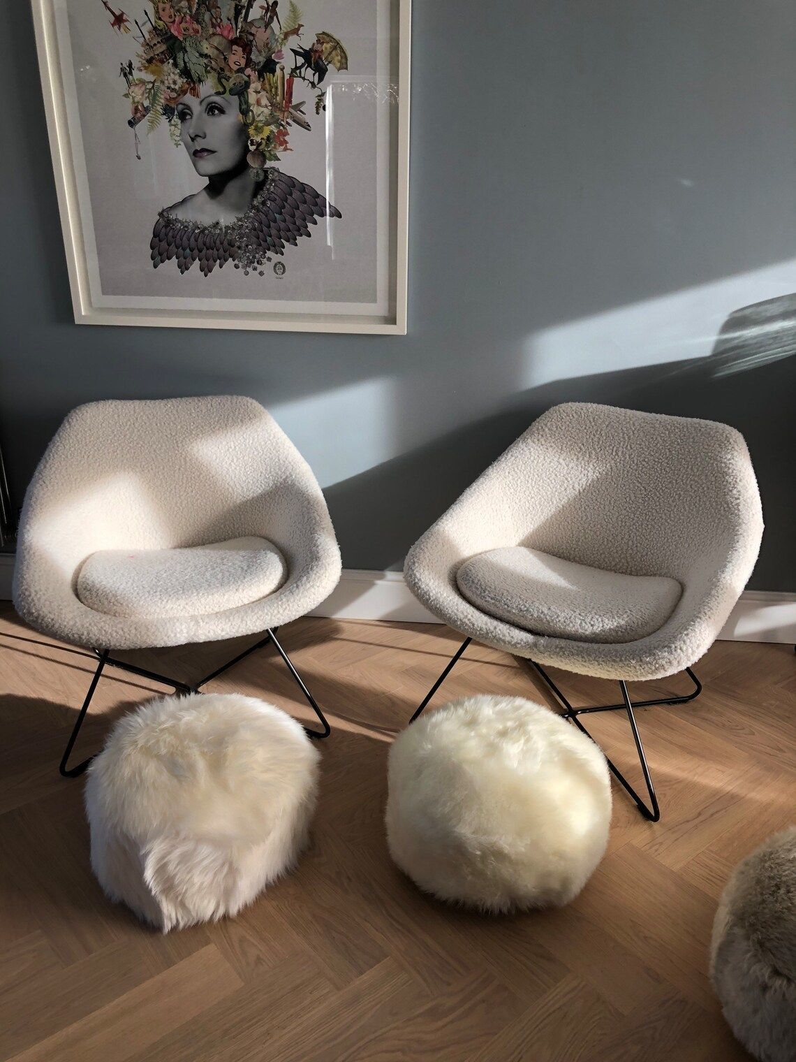 Irresistible Ivory Sheepskin Pouffe  White Sheepskin Pouffe  Ivory Sheepskin Pouffe Fluffy Footstool Furry Pouffe  Footstool Pouffe photo furniture