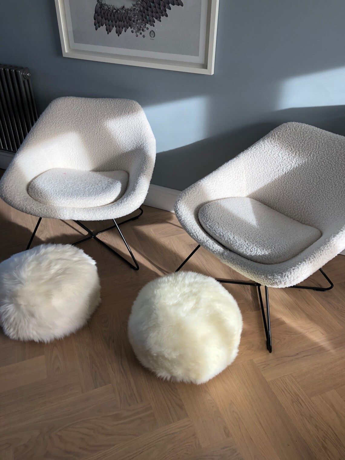 Irresistible Ivory Sheepskin Pouffe  White Sheepskin Pouffe  Ivory Sheepskin Pouffe Fluffy Footstool Furry Pouffe  Footstool Pouffe photo Furniture