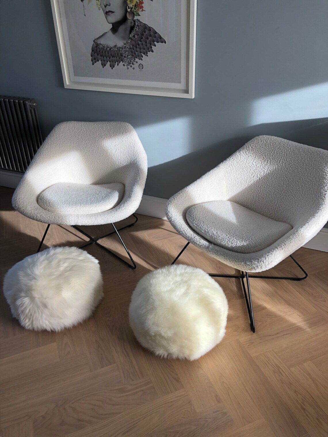 Irresistible Ivory Sheepskin Pouffe  White Sheepskin Pouffe  Ivory Sheepskin Pouffe Fluffy Footstool Furry Pouffe  Footstool Pouffe photo buy