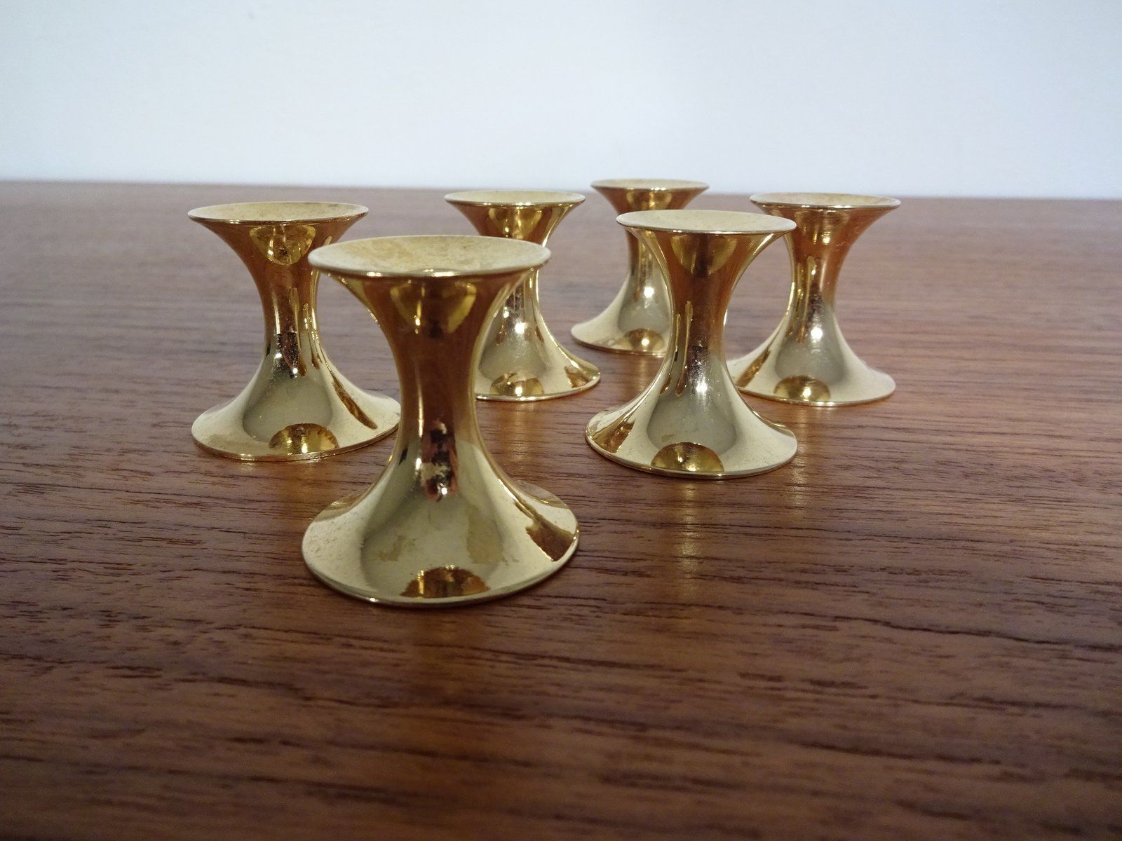 Home Decor Gold Plated Candle Holders From Bsf, 1960s, Set Of 6 photo