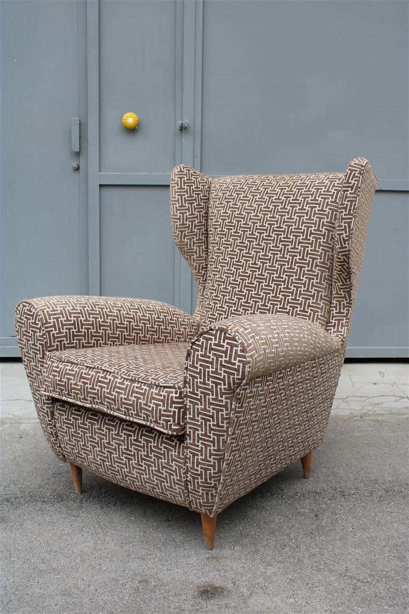Mid Century Italian Armchair New Velvet Paolo Buffa Design 1950s