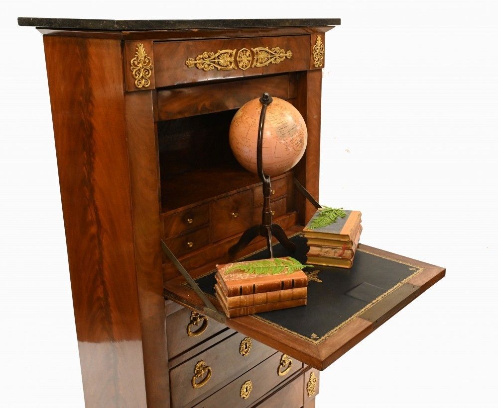 1950.0 French Empire Escritoire Chest Desk 1880 Mahogany photo