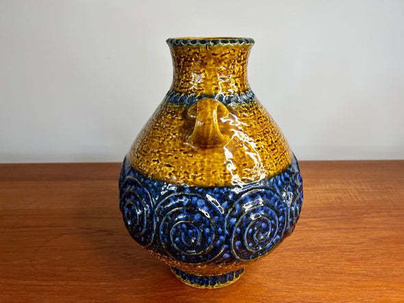 Blue, Black And Caramel Brown Vase   West Germany 1970's photo furniture