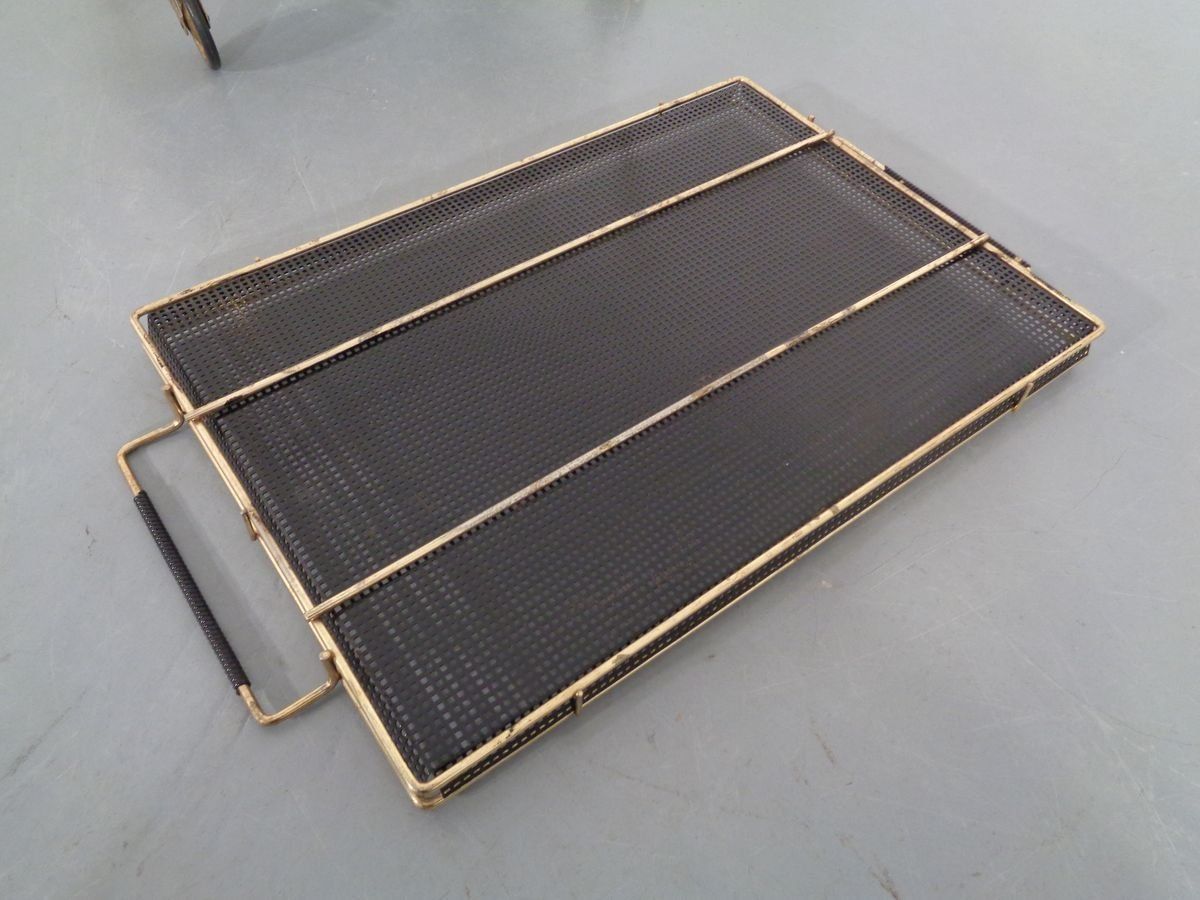 photo furniture French Brass Tea Cart Attributed To Mathieu Matégot, 1950s