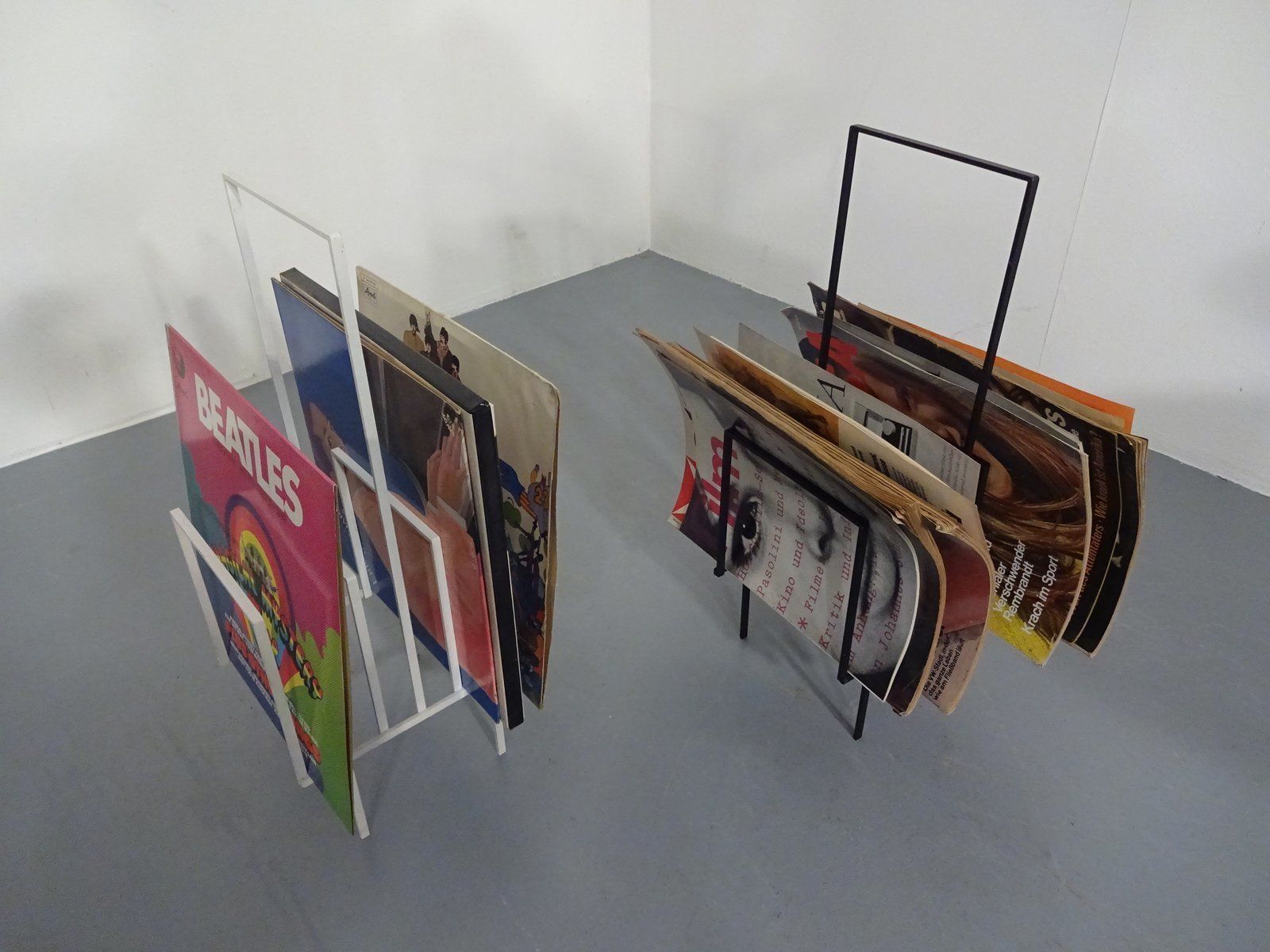 Steel Magazine Or Record Racks, 1960s, Set Of 2 photo furniture