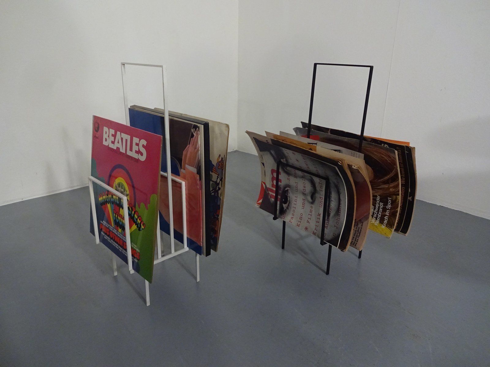 Steel Magazine Or Record Racks, 1960s, Set Of 2 photo for sale