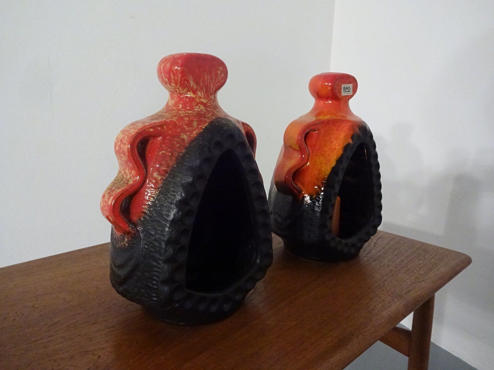 photo vinterior Ceramic Candle Holders From Bay Keramik, 1970s, Set Of 2
