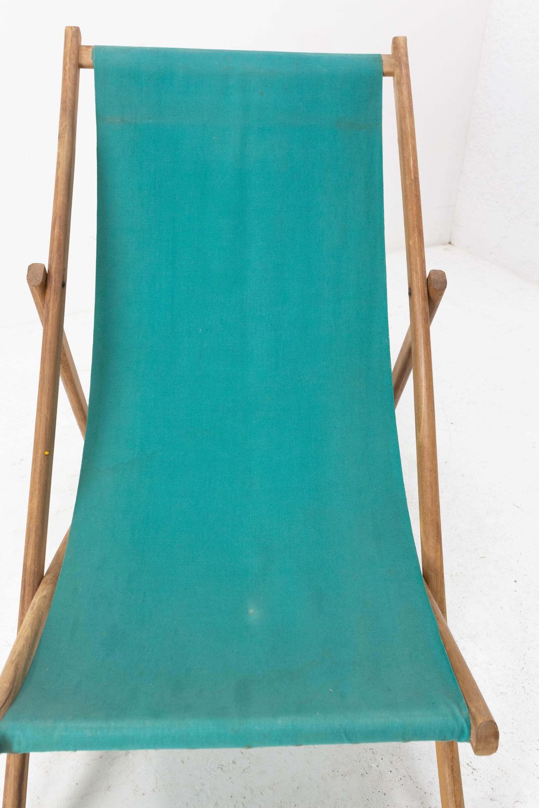 Transat pliant en hêtre et tissu, chaise longue française photo furniture
