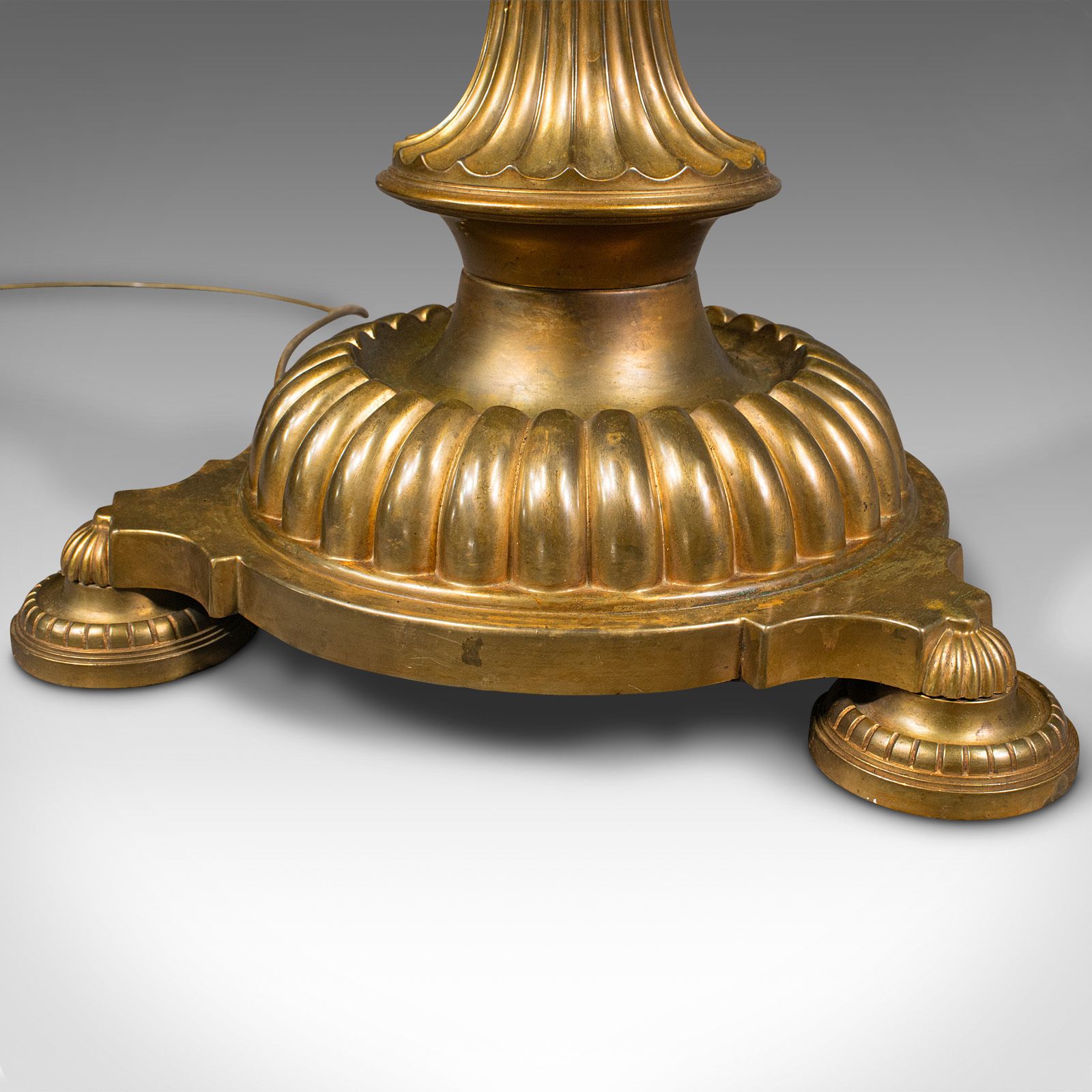 2450.0 6'8" Tall Vintage Standard Lamp, English, Brass, Adjustable Reading Light, 1940 photo