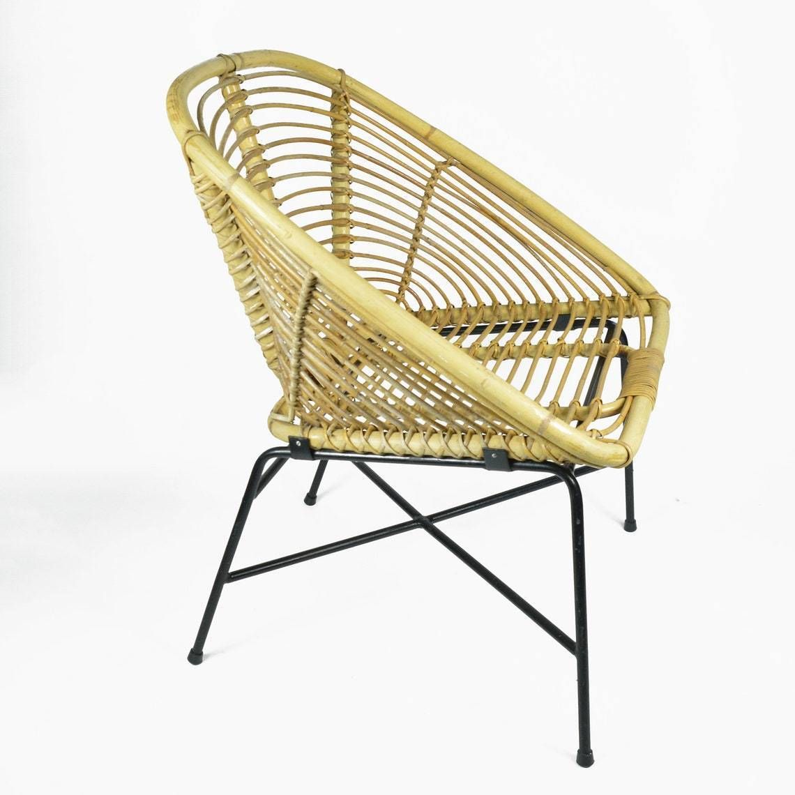 1960s Scandinavian Modern Rattan Bucket Armchair, Denmark photo Furniture
