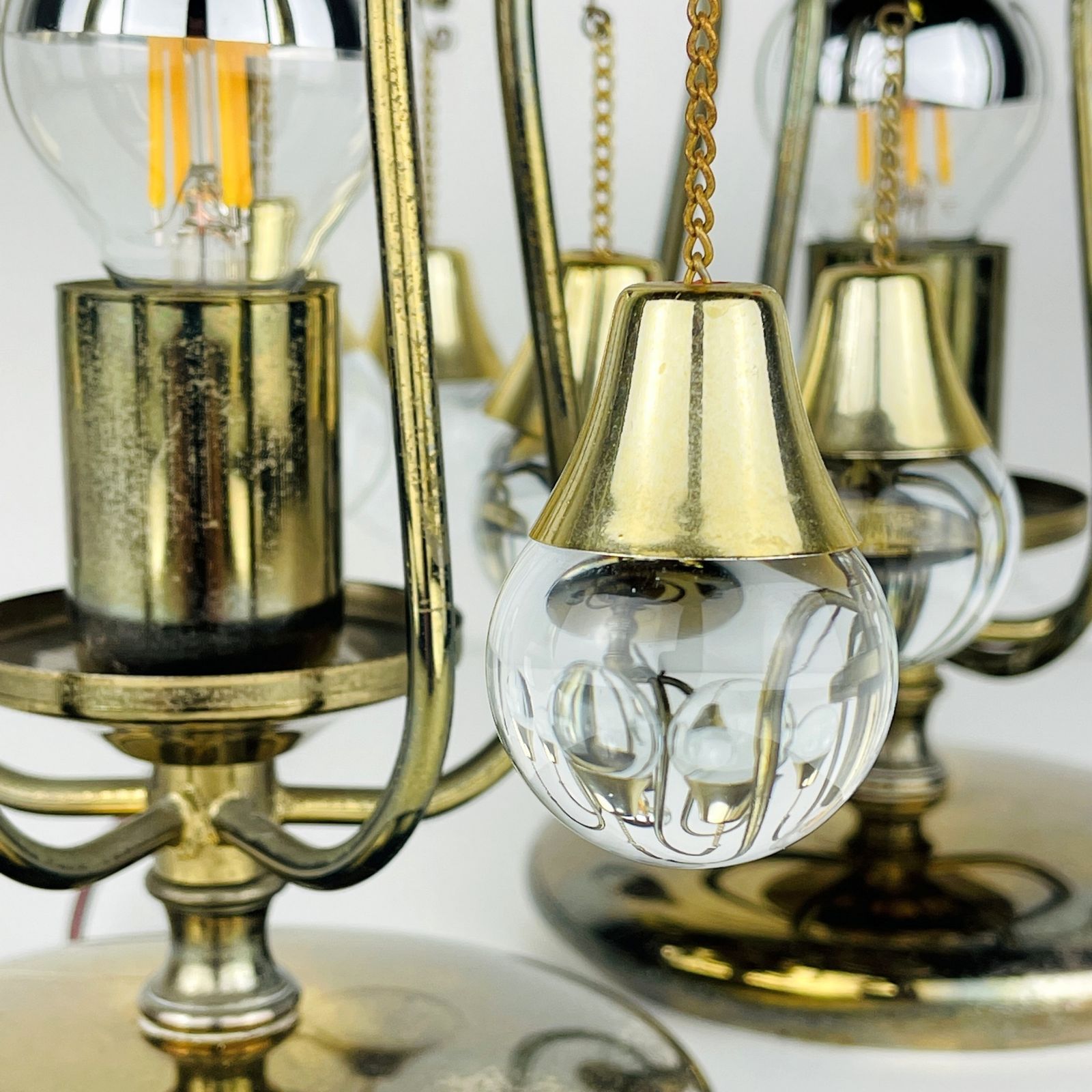 photo vinterior Pair Of Vintage Glass Ball Table Lamps Italy 1960s